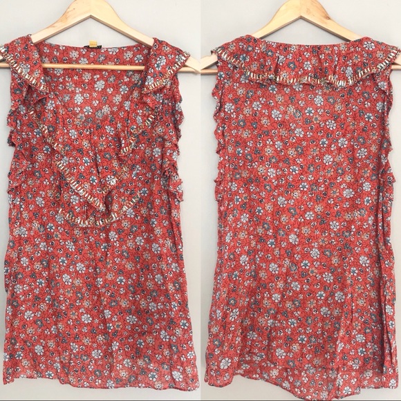 Anthropologie Tops - Leifsdottir Anthropologie Ruffled Beaded Blouse 10